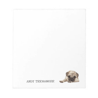 Minimalist Note Pad Dog Pug, Editable, Personalize