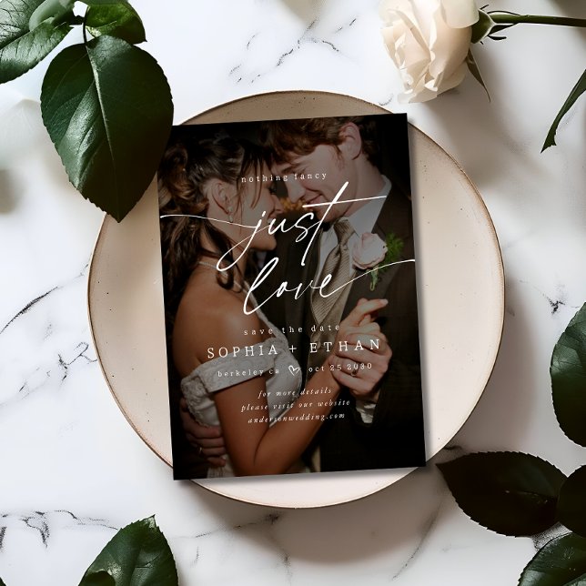 Minimalist Nothing Fancy Just Love Photo Overlay Save The Date (Creator Uploaded)