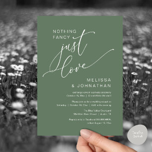 Minimalist Nothing Fancy Just Love Wedding Dinner Invitation