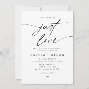 Minimalist Nothing Fancy Just Love Wedding Heart Invitation