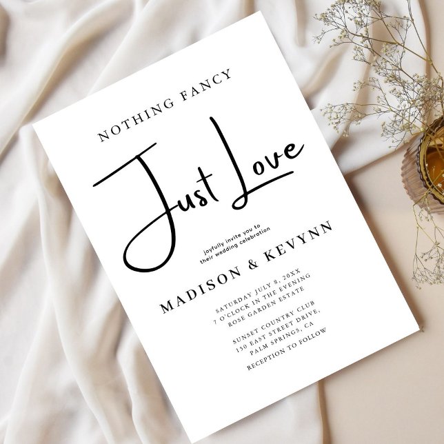 Minimalist Nothing Fancy Just Love Wedding Invitation (Creator Uploaded)