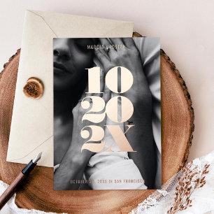 Minimalist Numeric Date Save the Date  Rose Gold