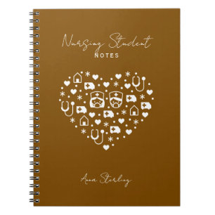 Minimalist Nursing Student Personalized Brown Notebook