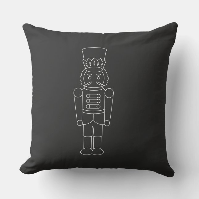 Minimalist Nutcracker: Unique Sleek Design Throw Pillow (Front)