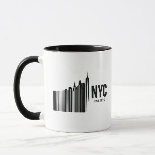 Minimalist NYC Barcode Skyline Design Mug