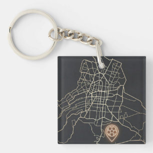 Minimalist NYC Soccer Map Pin Line Art Keychain
