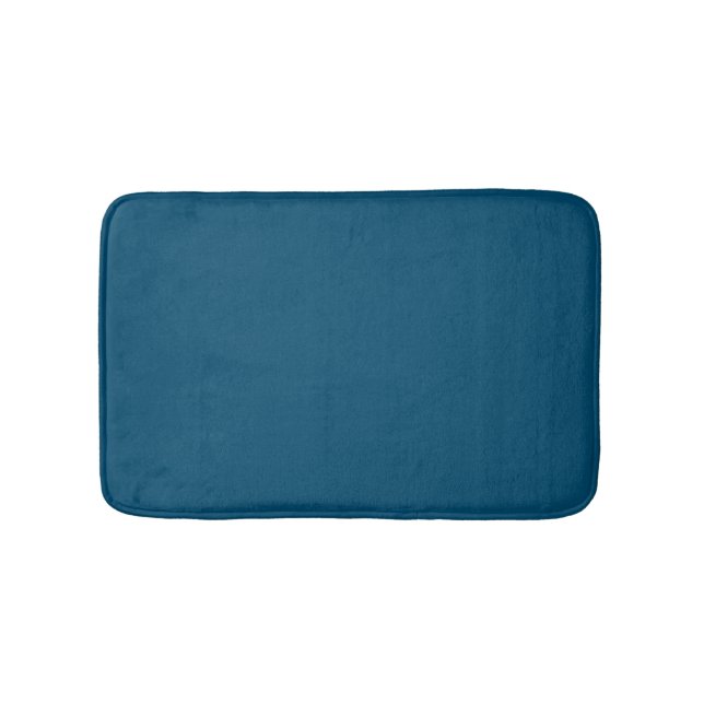 Minimalist ocean blue solid plain elegant modern bath mat (Front)