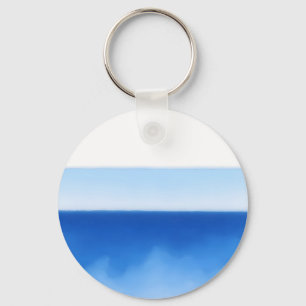 Minimalist Ocean Horizon Blue Watercolor Serenity Keychain