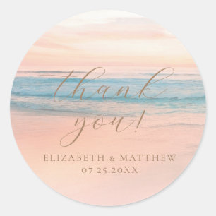Minimalist Ocean Sunset Wedding Thank You Sticker