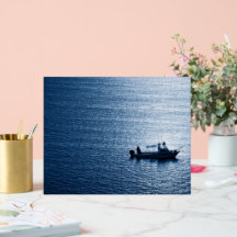 Minimalist Ocean Wall Art Fisherman Blue