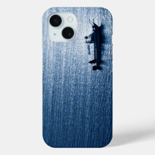 Minimalist Ocean Wall Art Fisherman Blue iPhone 15 Case