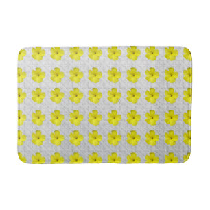 Minimalist Off White Yellow Spring Flower  Bath Mat