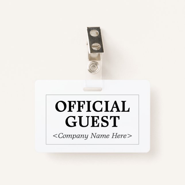Minimalist "OFFICIAL GUEST" Badge (Front with Clip)