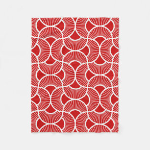 Minimalist Ogee Rising Sun Fans Bright Red Fleece Blanket