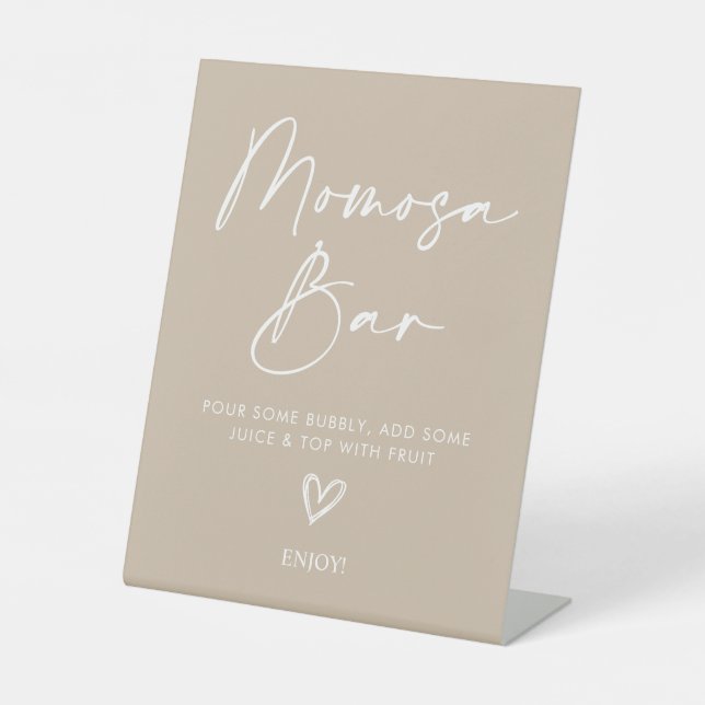 Minimalist Oh Baby Shower Beige Momosa Bar Sign (Front)