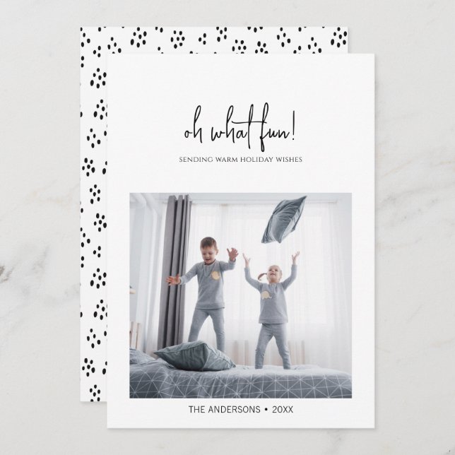 Minimalist Oh What Fun Christmas  Holiday Card (Front/Back)
