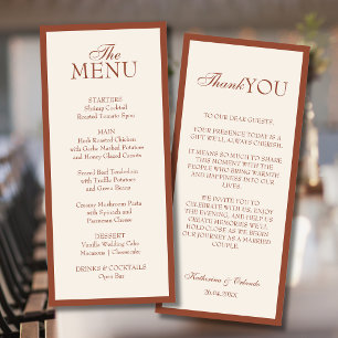 Minimalist Old Money Wedding Menu Thank You Note