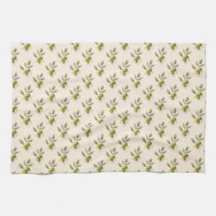 Minimalist olive branch seamless pattern kitchen towel