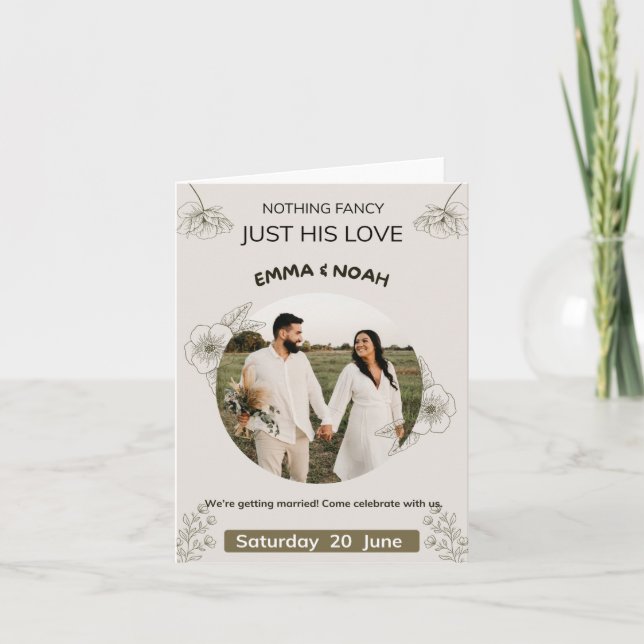 Minimalist Olive Green & Cream Wedding Invitation  (Devant)