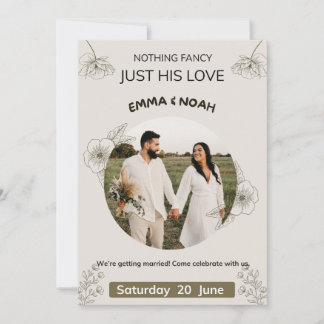 Minimalist Olive Green & Cream Wedding Invitation