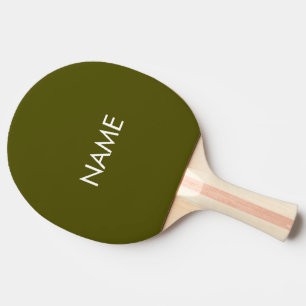 Minimalist olive green custom name text monogram ping pong paddle