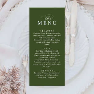 Minimalist Olive Green Elegant Wedding Dinner Menu