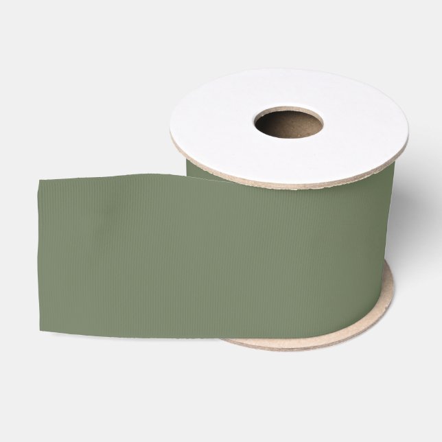 Minimalist Olive Green Plain Solid Colour  Grosgrain Ribbon (Spool)