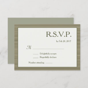 Minimalist olive green stripes modern wedding rsvp invitation