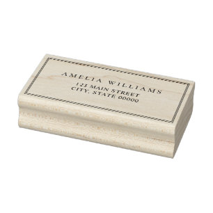 Minimalist Olive Green Two Border Return Address Rubber Stamp