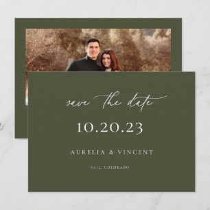 Minimalist Olive Green Wedding Save The Date