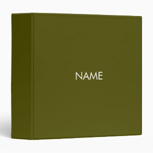 Minimalist olive moss green custom name text solid binder