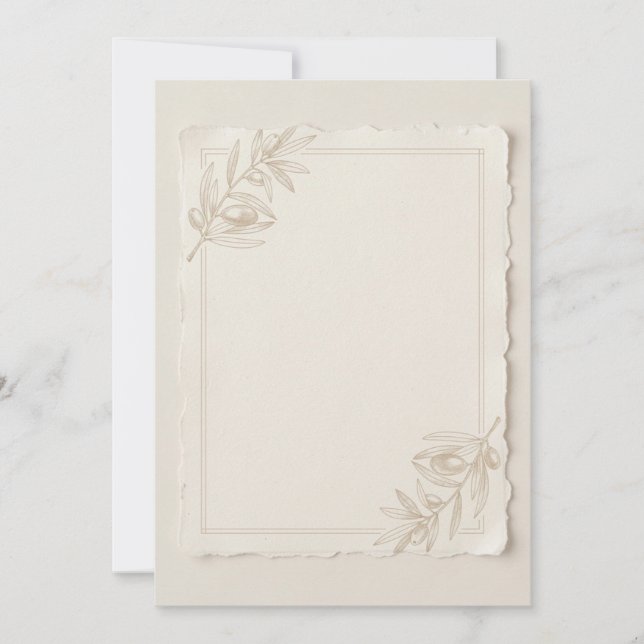 Minimalist Olive Wedding Details Card | Handmade  (Front)