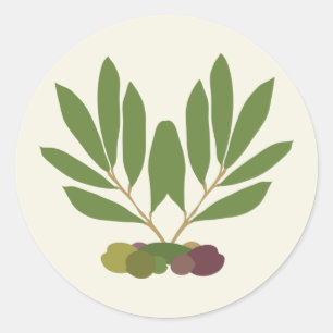 Minimalist Olives and Branches. Classic Round Sticker