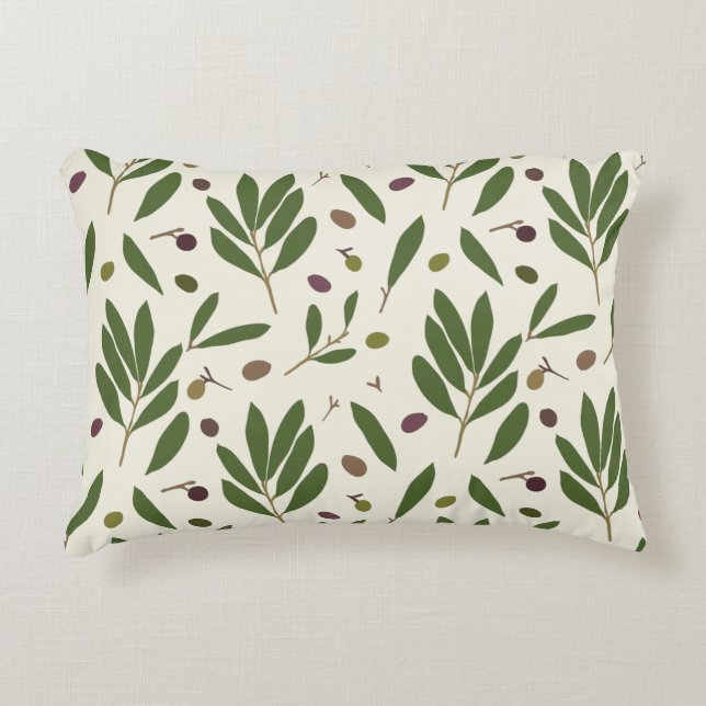 Minimalist Olives and Branches - seamless pattern. Accent Pillow (Front)