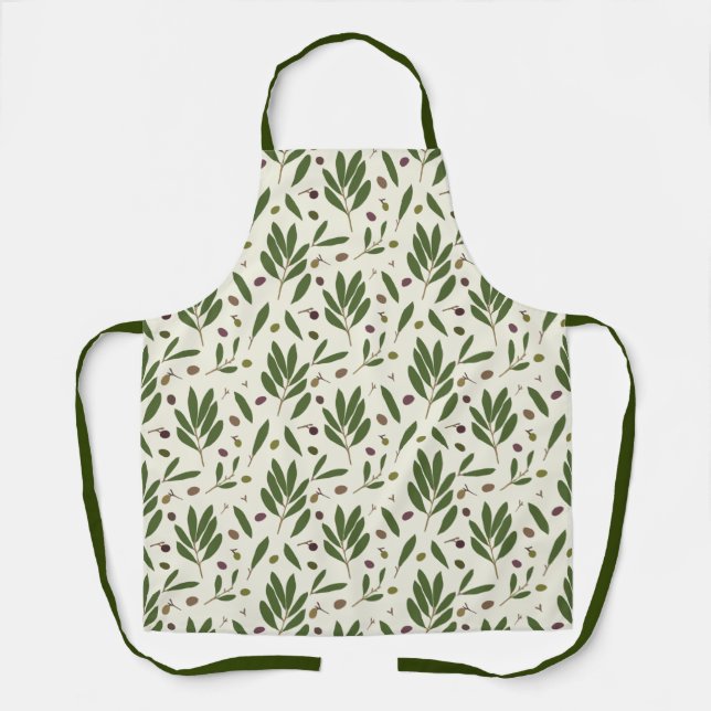 Minimalist Olives and Branches - seamless pattern. Apron (Front)