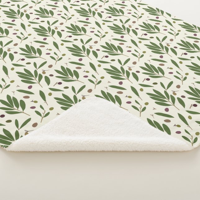 Minimalist Olives and Branches - seamless pattern. Sherpa Blanket (3/4)