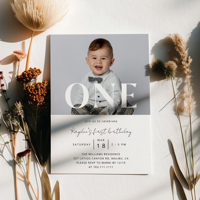 Minimalist ONE First Birthday Party  Invitation (Creator Uploaded)