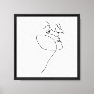 Minimalist One Line Face Art   Modern Abstract Lin Canvas Print