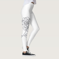 Minimalist One Line Rose Floral Leggings