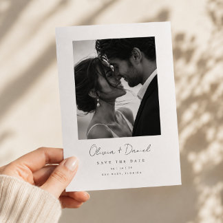 Minimalist One Photo Wedding Save the Date