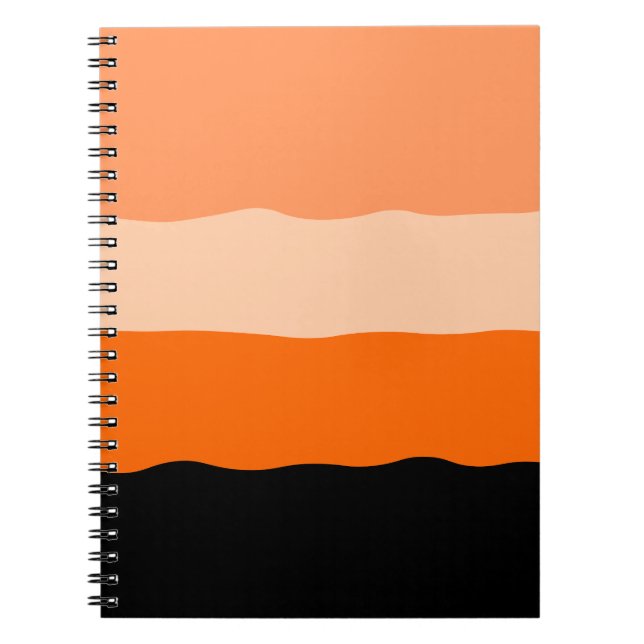 Minimalist Orange and Black Wavy Stripes Notebook (Front)