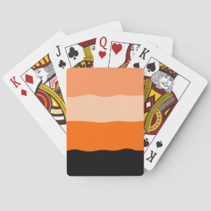 Minimalist Orange and Black Wavy Stripes Playing Cards