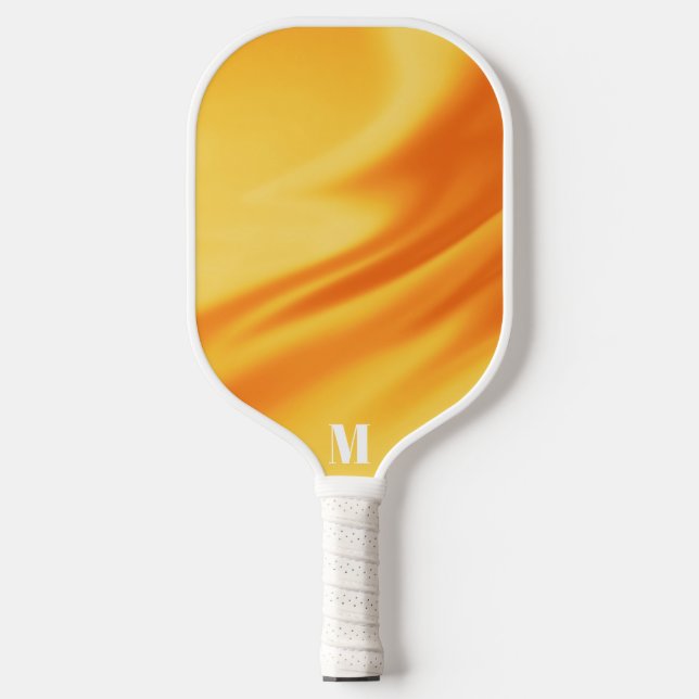 Minimalist Orange and White Modern Monogram Pickleball Paddle (Front)