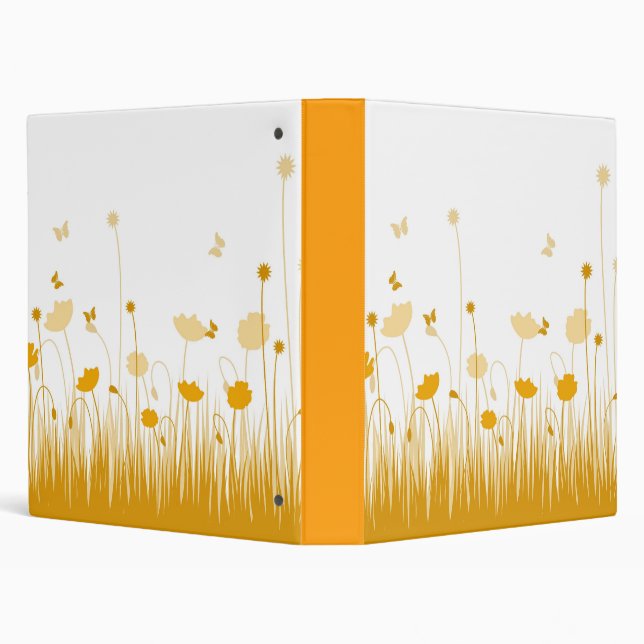 Minimalist Orange and White Poppies Meadow Floral Binder (Background)