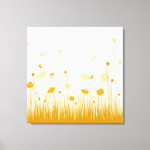 Minimalist Orange and White Poppies Meadow Floral Canvas Print