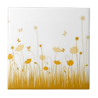 Minimalist Orange and White Poppies Meadow Floral
