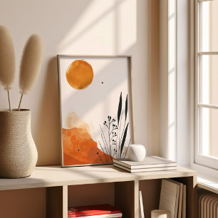 Minimalist Orange Botanical Boho Poster