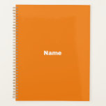 Minimalist orange custom text year monogram modern planner<br><div class="desc">Minimalist orange custom text year monogram plain solid colour simple modern personalized Planner.
Fully customizable white text,  or you can just delete it,  on orange solid colour background.
You can customize it with your name,  monogram,  initials,  year,  or custom text.</div>