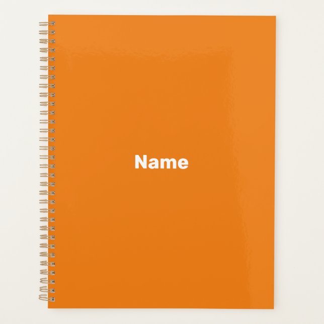 Minimalist orange custom text year monogram modern planner (Front)