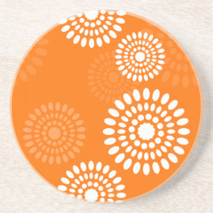 Minimalist Orange Daisy Modern Simplistic Floral Coaster